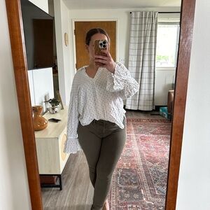 Swiss Dot Long Sleeve Blouse